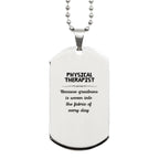 Sarcastic Physical Therapist Silver Dog Tag Christmas Holiday Birthday, Physical Therapist: Because greatness is woven