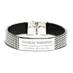 Sarcastic Physical Therapist Stainless Steel Bracelet Gifts, Christmas Holiday Gifts for Physical Therapist Birthday, Physical Therapist: Because greatness is woven