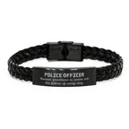 Sarcastic Police Officer Braided Leather Bracelet Gifts, Christmas Holiday Gifts for Police Officer Birthday, Police Officer: Because greatness is woven