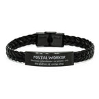 Sarcastic Postal Worker Braided Leather Bracelet Gifts, Christmas Holiday Gifts for Postal Worker Birthday, Postal Worker: Because greatness is woven