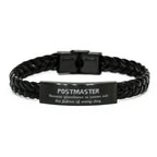 Sarcastic Postmaster Braided Leather Bracelet Gifts, Christmas Holiday Gifts for Postmaster Birthday, Postmaster: Because greatness is woven