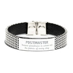 Sarcastic Postmaster Stainless Steel Bracelet Gifts, Christmas Holiday Gifts for Postmaster Birthday, Postmaster: Because greatness is woven