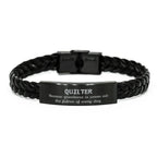 Sarcastic Quilter Braided Leather Bracelet Gifts, Christmas Holiday Gifts for Quilter Birthday, Quilter: Because greatness is woven