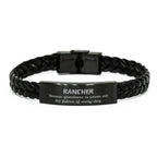 Sarcastic Rancher Braided Leather Bracelet Gifts, Christmas Holiday Gifts for Rancher Birthday, Rancher: Because greatness is woven