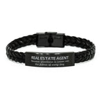 Sarcastic Real Estate Agent Braided Leather Bracelet Gifts, Christmas Holiday Gifts for Real Estate Agent Birthday, Real Estate Agent: Because greatness is woven