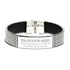 Sarcastic Real Estate Agent Stainless Steel Bracelet Gifts, Christmas Holiday Gifts for Real Estate Agent Birthday, Real Estate Agent: Because greatness is woven