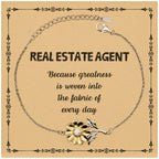 Sarcastic Real Estate Agent Sunflower Bracelet Gifts, Christmas Holiday Gifts for Real Estate Agent Birthday Message Card, Real Estate Agent: Because greatness is woven into the fabric