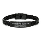 Sarcastic Real Estate Investor Braided Leather Bracelet Gifts, Christmas Holiday Gifts for Real Estate Investor Birthday, Real Estate Investor: Because greatness is woven