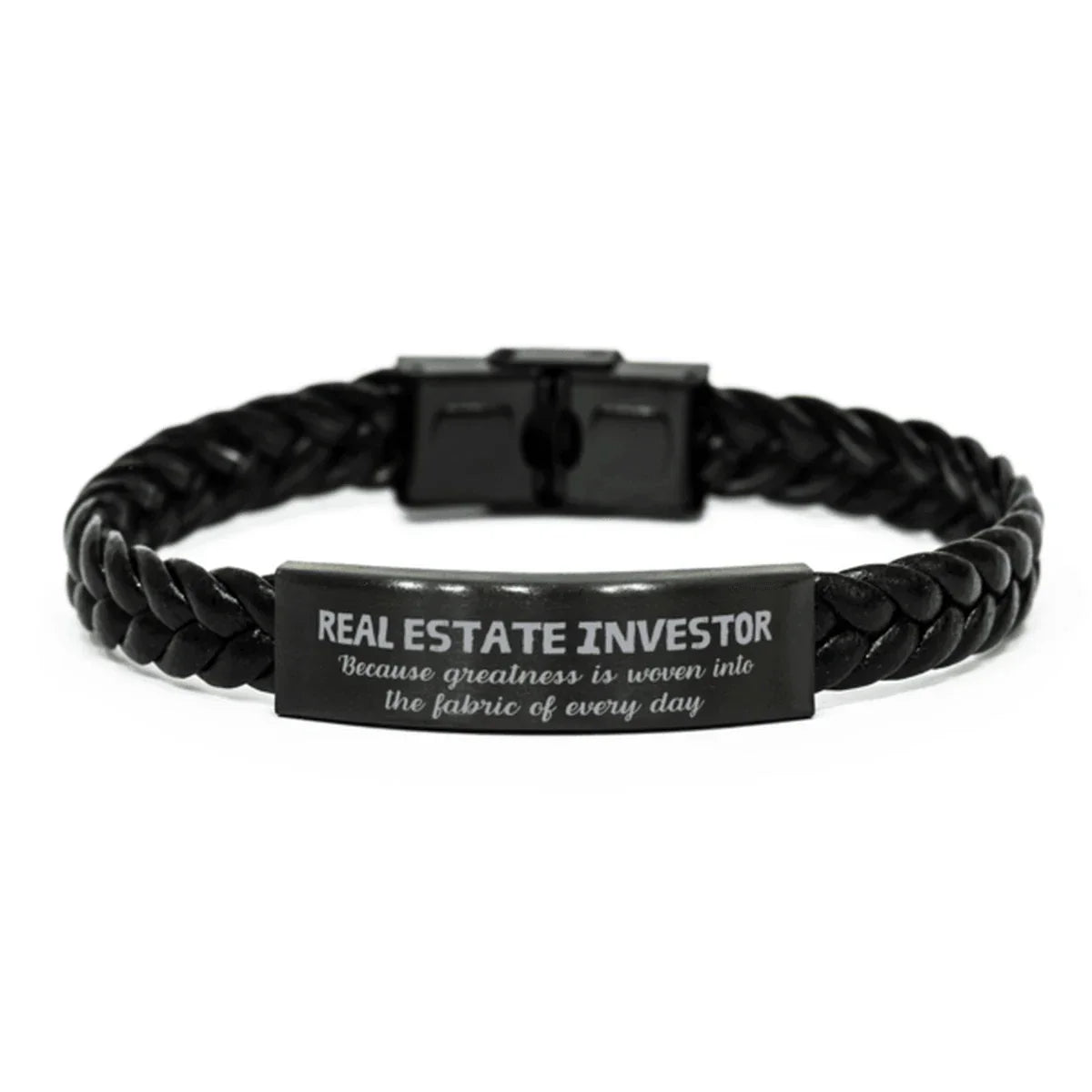 Sarcastic Real Estate Investor Braided Leather Bracelet Gifts, Christmas Holiday Gifts for Real Estate Investor Birthday, Real Estate Investor: Because greatness is woven