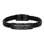 Sarcastic Registered Nurse Braided Leather Bracelet Gifts, Christmas Holiday Gifts for Registered Nurse Birthday, Registered Nurse: Because greatness is woven