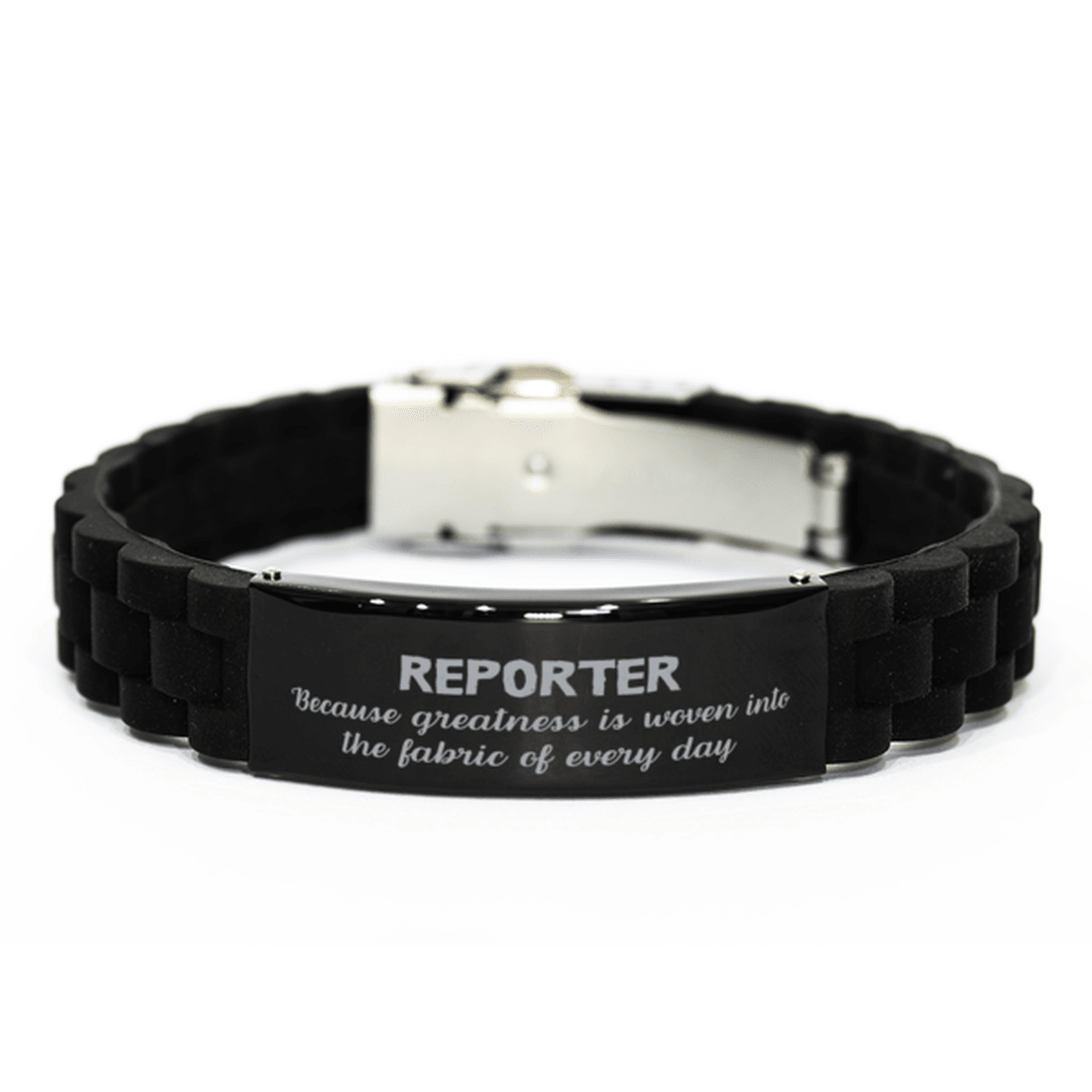 Sarcastic Reporter Black Glidelock Clasp Bracelet Gifts, Christmas Holiday Gifts for Reporter Birthday, Reporter: Because greatness is woven into the fabric of every day, Coworkers, Friends - Mallard Moon Gift Shop