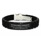 Sarcastic Respiratory Therapist Black Glidelock Clasp Bracelet Gifts, Christmas Holiday Gifts for Respiratory Therapist Birthday, Respiratory Therapist: Because greatness is woven