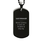 Sarcastic Sales Manager Black Dog Tag Gifts, Christmas Holiday Gifts for Sales Manager Birthday, Sales Manager: Because greatness is woven