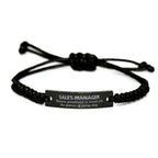 Sarcastic Sales Manager Black Rope Bracelet Gifts, Christmas Holiday Gifts for Sales Manager Birthday, Sales Manager: Because greatness is woven