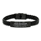 Sarcastic Sales Manager Braided Leather Bracelet Gifts, Christmas Holiday Gifts for Sales Manager Birthday, Sales Manager: Because greatness is woven