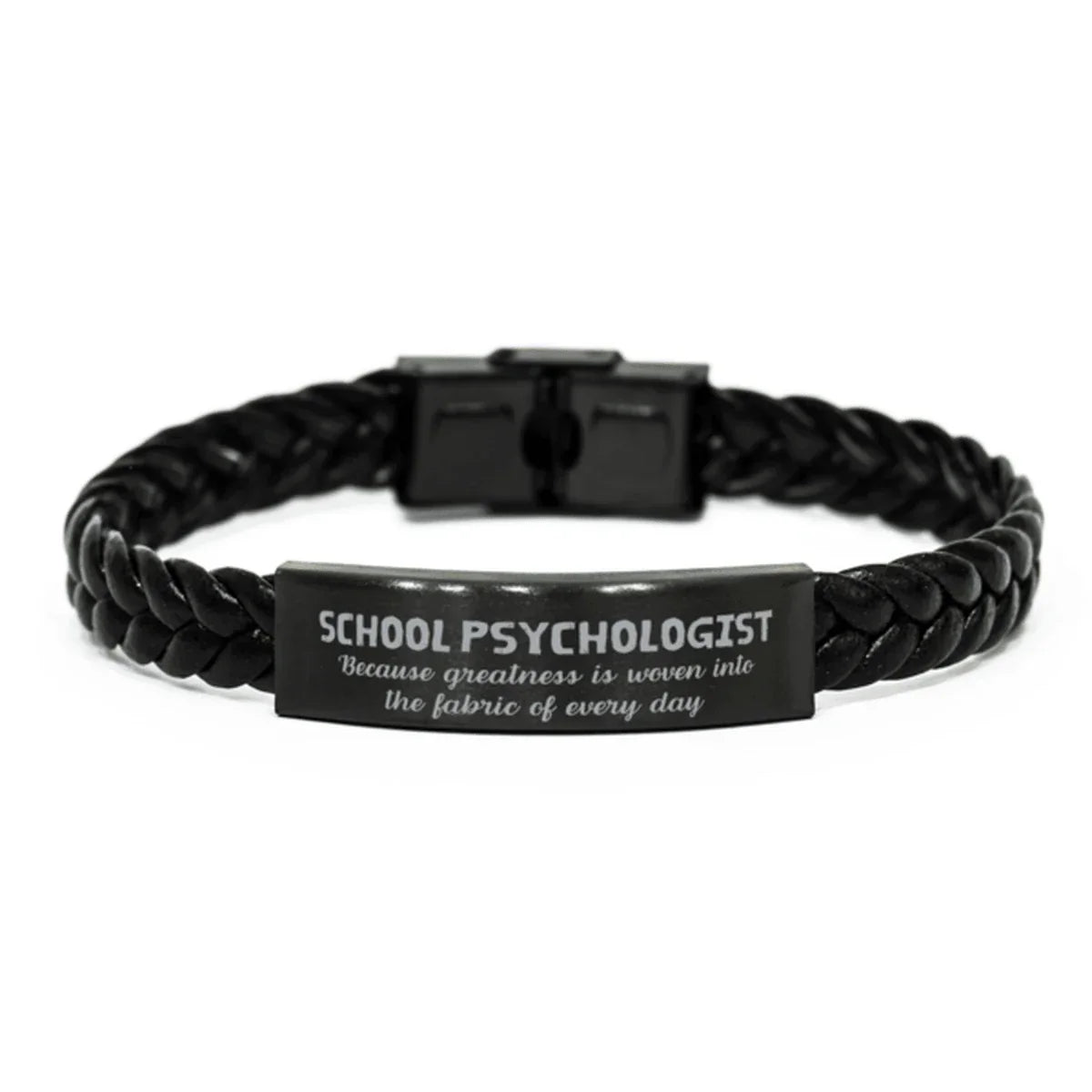 Sarcastic School Psychologist Braided Leather Bracelet Gifts, Christmas Holiday Gifts for School Psychologist Birthday, School Psychologist: Because greatness is woven