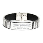Sarcastic School Psychologist Stainless Steel Bracelet Gifts, Christmas Holiday Gifts for School Psychologist Birthday, School Psychologist: Because greatness is woven