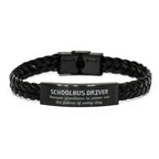 Sarcastic Schoolbus Driver Braided Leather Bracelet Gifts, Christmas Holiday Gifts for Schoolbus Driver Birthday, Schoolbus Driver: Because greatness is woven