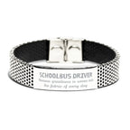 Sarcastic Schoolbus Driver Stainless Steel Bracelet Gifts, Christmas Holiday Gifts for Schoolbus Driver Birthday, Schoolbus Driver: Because greatness is woven