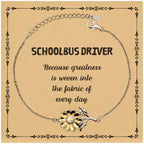 Sarcastic Schoolbus Driver Sunflower Bracelet Gifts, Christmas Holiday Gifts for Schoolbus Driver Birthday Message Card, Schoolbus Driver: Because greatness is woven into the fabric