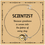 Sarcastic Scientist Sunflower Bracelet Gifts, Christmas Holiday Gifts for Scientist Birthday Message Card, Scientist: Because greatness is woven into the fabric