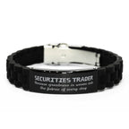 Sarcastic Securities Trader Black Glidelock Clasp Bracelet Gifts, Christmas Holiday Gifts for Securities Trader Birthday, Securities Trader: Because greatness is woven