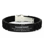 Sarcastic Shampooer Black Glidelock Clasp Bracelet Gifts, Christmas Holiday Gifts for Shampooer Birthday, Shampooer: Because greatness is woven