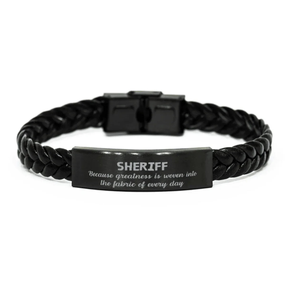 Sarcastic Sheriff Braided Leather Bracelet Gifts, Christmas Holiday Gifts for Sheriff Birthday, Sheriff: Because greatness is woven
