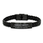 Sarcastic Sheriff Deputy Braided Leather Bracelet Gifts, Christmas Holiday Gifts for Sheriff Deputy Birthday, Sheriff Deputy: Because greatness is woven