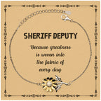 Sarcastic Sheriff Deputy Sunflower Bracelet Gifts, Christmas Holiday Gifts for Sheriff Deputy Birthday Message Card, Sheriff Deputy: Because greatness is woven into the fabric