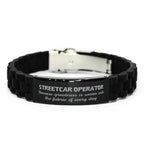Sarcastic Streetcar Operator Black Glidelock Clasp Bracelet Gifts, Christmas Holiday Gifts for Streetcar Operator Birthday, Streetcar Operator: Because greatness is woven