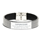 Sarcastic Supervisor Stainless Steel Bracelet Gifts, Christmas Holiday Gifts for Supervisor Birthday, Supervisor: Because greatness is woven