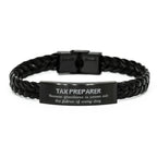 Sarcastic Tax Preparer Braided Leather Bracelet Gifts, Christmas Holiday Gifts for Tax Preparer Birthday, Tax Preparer: Because greatness is woven