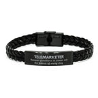 Sarcastic Telemarketer Braided Leather Bracelet Gifts, Christmas Holiday Gifts for Telemarketer Birthday, Telemarketer: Because greatness is woven