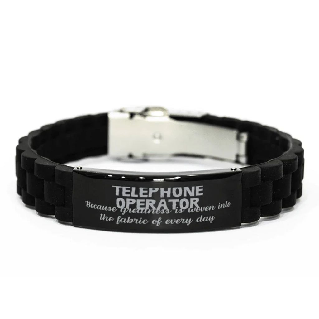 Sarcastic Telephone Operator Black Glidelock Clasp Bracelet Gifts, Christmas Holiday Gifts for Telephone Operator Birthday, Telephone Operator: Because greatness is woven