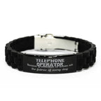 Sarcastic Telephone Operator Black Glidelock Clasp Bracelet Gifts, Christmas Holiday Gifts for Telephone Operator Birthday, Telephone Operator: Because greatness is woven