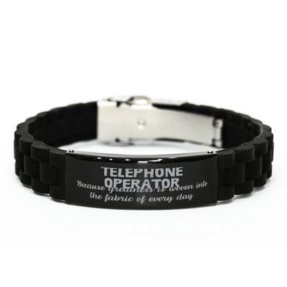 Sarcastic Telephone Operator Black Glidelock Clasp Bracelet Gifts, Christmas Holiday Gifts for Telephone Operator Birthday, Telephone Operator: Because greatness is woven into the fabric of every day, Coworkers, Friends - Mallard Moon Gift Shop