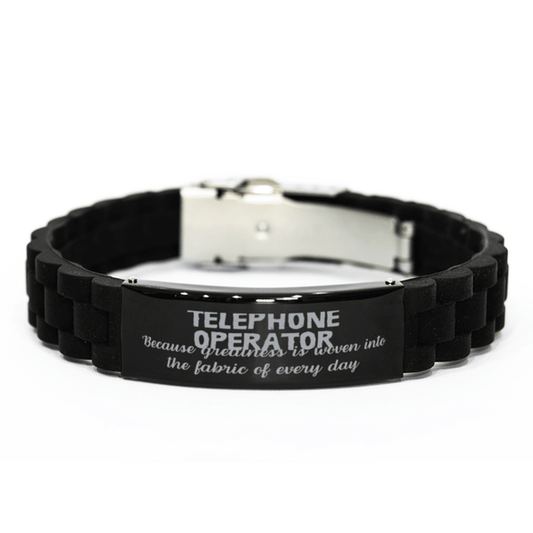 Sarcastic Telephone Operator Black Glidelock Clasp Bracelet Gifts, Christmas Holiday Gifts for Telephone Operator Birthday, Telephone Operator: Because greatness is woven into the fabric of every day, Coworkers, Friends - Mallard Moon Gift Shop