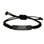 Sarcastic Telephone Operator Black Rope Bracelet Gifts, Christmas Holiday Gifts for Telephone Operator Birthday, Telephone Operator: Because greatness is woven