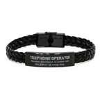 Sarcastic Telephone Operator Braided Leather Bracelet Gifts, Christmas Holiday Gifts for Telephone Operator Birthday, Telephone Operator: Because greatness is woven