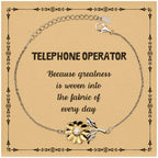 Sarcastic Telephone Operator Sunflower Bracelet Gifts, Christmas Holiday Gifts for Telephone Operator Birthday Message Card, Telephone Operator: Because greatness is woven into the fabric
