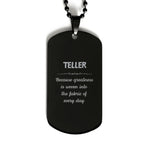 Sarcastic Teller Black Dog Tag Gifts, Christmas Holiday Gifts for Teller Birthday, Teller: Because greatness is woven