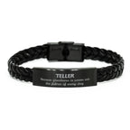 Sarcastic Teller Braided Leather Bracelet Gifts, Christmas Holiday Gifts for Teller Birthday, Teller: Because greatness is woven