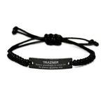 Sarcastic Trainer Black Rope Bracelet Gifts, Christmas Holiday Gifts for Trainer Birthday, Trainer: Because greatness is woven
