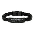 Sarcastic Transcriptionist Braided Leather Bracelet Gifts, Christmas Holiday Gifts for Transcriptionist Birthday, Transcriptionist: Because greatness is woven