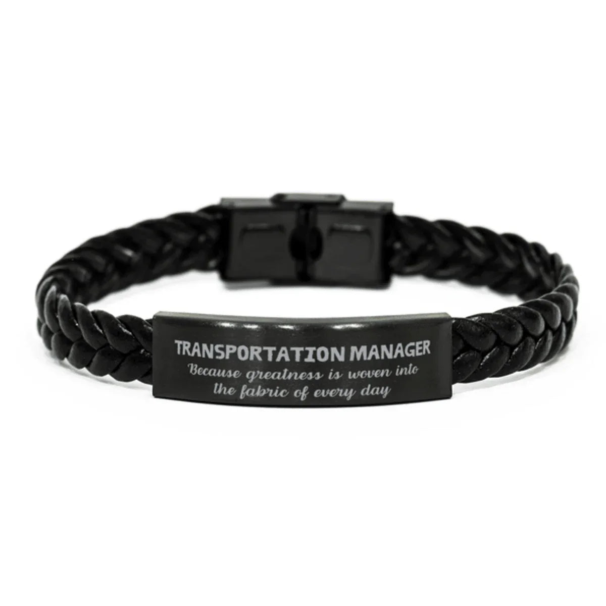Sarcastic Transportation Manager Braided Leather Bracelet Gifts, Christmas Holiday Gifts for Transportation Manager Birthday, Transportation Manager: Because greatness is woven