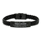 Sarcastic Truck Driver Braided Leather Bracelet Gifts, Christmas Holiday Gifts for Truck Driver Birthday, Truck Driver: Because greatness is woven