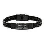 Sarcastic Trucker Braided Leather Bracelet Gifts, Christmas Holiday Gifts for Trucker Birthday, Trucker: Because greatness is woven