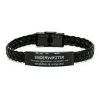 Sarcastic Underwriter Braided Leather Bracelet Gifts, Christmas Holiday Gifts for Underwriter Birthday, Underwriter: Because greatness is woven