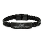 Sarcastic Valet Braided Leather Bracelet Gifts, Christmas Holiday Gifts for Valet Birthday, Valet: Because greatness is woven
